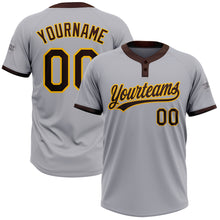 Laden Sie das Bild in den Galerie-Viewer, Custom Gray Brown-Gold Two-Button Unisex Softball Jersey