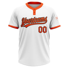 Charger l'image dans la galerie, Custom White Orange-Black Two-Button Unisex Softball Jersey