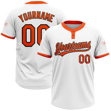 Charger l'image dans la galerie, Custom White Orange-Black Two-Button Unisex Softball Jersey