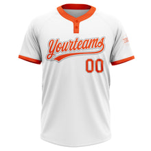 Charger l'image dans la galerie, Custom White Orange-Gray Two-Button Unisex Softball Jersey