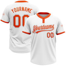 Charger l'image dans la galerie, Custom White Orange-Gray Two-Button Unisex Softball Jersey