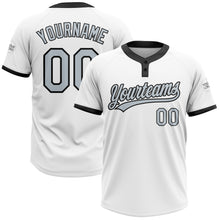 Charger l'image dans la galerie, Custom White Silver-Black Two-Button Unisex Softball Jersey