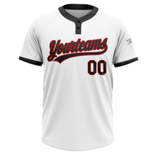 Charger l'image dans la galerie, Custom White Black-Red Two-Button Unisex Softball Jersey