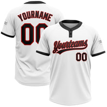 Charger l'image dans la galerie, Custom White Black-Red Two-Button Unisex Softball Jersey