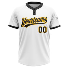 Charger l'image dans la galerie, Custom White Black-Gold Two-Button Unisex Softball Jersey