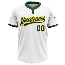 Charger l'image dans la galerie, Custom White Green-Gold Two-Button Unisex Softball Jersey