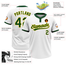 Charger l'image dans la galerie, Custom White Green-Gold Two-Button Unisex Softball Jersey