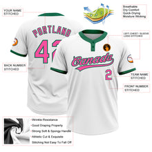 Charger l'image dans la galerie, Custom White Pink-Kelly Green Two-Button Unisex Softball Jersey