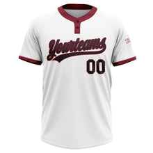 Charger l'image dans la galerie, Custom White Black-Crimson Two-Button Unisex Softball Jersey