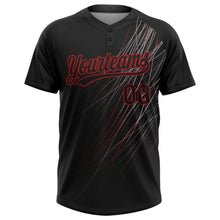 Загрузить изображение в средство просмотра галереи, Custom Black Black-Red 3D Pattern Two-Button Unisex Softball Jersey