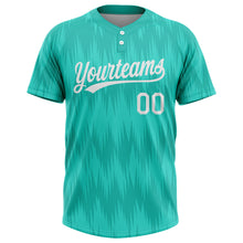 Загрузить изображение в средство просмотра галереи, Custom Aqua White 3D Pattern Two-Button Unisex Softball Jersey