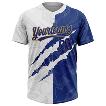Charger l'image dans la galerie, Custom Graffiti Pattern Royal-Old Gold 3D Two-Button Unisex Softball Jersey