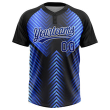 Загрузить изображение в средство просмотра галереи, Custom Black Royal-Powder Blue 3D Pattern Two-Button Unisex Softball Jersey