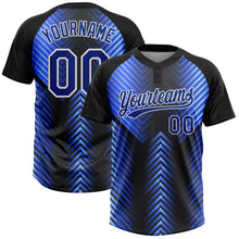 Загрузить изображение в средство просмотра галереи, Custom Black Royal-Powder Blue 3D Pattern Two-Button Unisex Softball Jersey