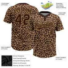 Загрузить изображение в средство просмотра галереи, Custom Brown Brown-Old Gold 3D Pattern Design Leopard Two-Button Unisex Softball Jersey