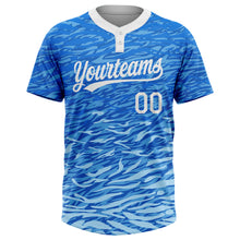 Загрузить изображение в средство просмотра галереи, Custom Royal White-Light Blue 3D Pattern Two-Button Unisex Softball Jersey
