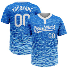 Загрузить изображение в средство просмотра галереи, Custom Royal White-Light Blue 3D Pattern Two-Button Unisex Softball Jersey