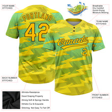 Load image into Gallery viewer, Custom Gold Gold Black-Light Blue 3D Pattern Two-Button Unisex Softball Jersey
