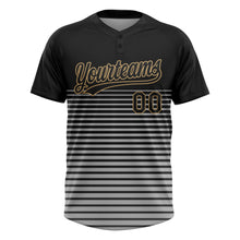 Загрузить изображение в средство просмотра галереи, Custom Black Black-Old Gold 3D Pattern Two-Button Unisex Softball Jersey