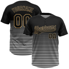 Загрузить изображение в средство просмотра галереи, Custom Black Black-Old Gold 3D Pattern Two-Button Unisex Softball Jersey