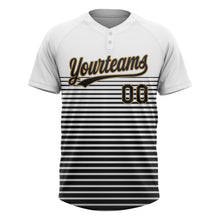 Charger l'image dans la galerie, Custom White Black-Old Gold 3D Pattern Two-Button Unisex Softball Jersey
