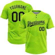 Charger l'image dans la galerie, Custom Neon Green Black 3D Pattern Two-Button Unisex Softball Jersey