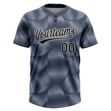 Laden Sie das Bild in den Galerie-Viewer, Custom Steel Gray Black-White 3D Pattern Two-Button Unisex Softball Jersey