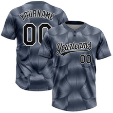 Laden Sie das Bild in den Galerie-Viewer, Custom Steel Gray Black-White 3D Pattern Two-Button Unisex Softball Jersey