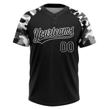 Загрузить изображение в средство просмотра галереи, Custom Black Black-Camo 3D Pattern Two-Button Unisex Softball Jersey