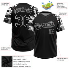 Загрузить изображение в средство просмотра галереи, Custom Black Black-Camo 3D Pattern Two-Button Unisex Softball Jersey