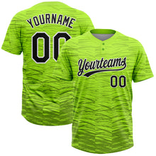 Charger l'image dans la galerie, Custom Neon Green Black-White 3D Pattern Two-Button Unisex Softball Jersey