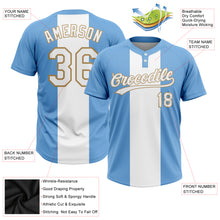 Загрузить изображение в средство просмотра галереи, Custom Light Blue White-Old Gold 3D Pattern Two-Button Unisex Softball Jersey