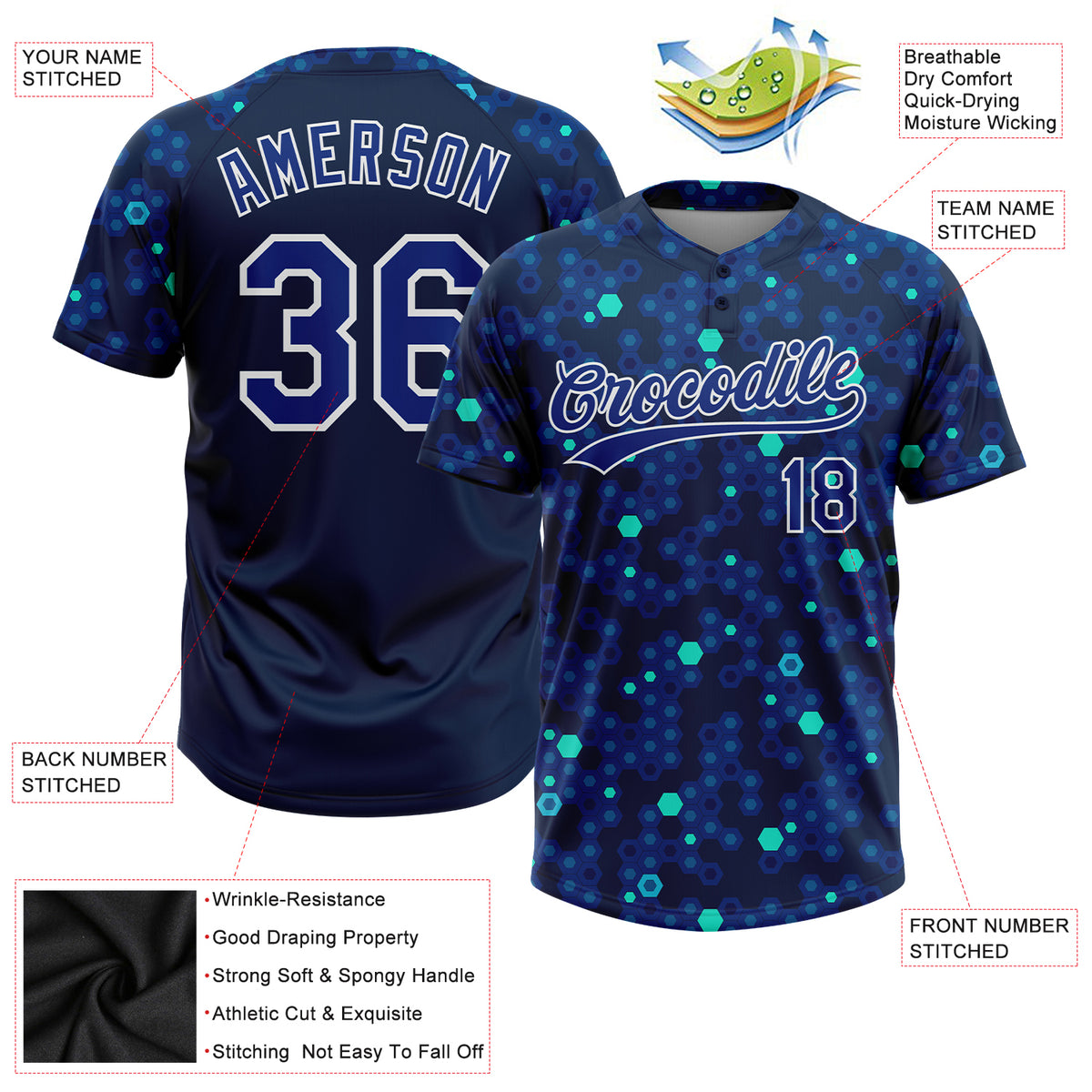 Two-Button Softball Jersey - Hornets Style