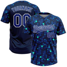 Charger l'image dans la galerie, Custom Navy Royal-Light Blue 3D Pattern Two-Button Unisex Softball Jersey