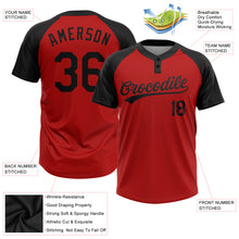 Загрузить изображение в средство просмотра галереи, Custom Red Black Two-Button Unisex Softball Jersey