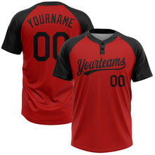 Загрузить изображение в средство просмотра галереи, Custom Red Black Two-Button Unisex Softball Jersey