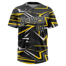 Загрузить изображение в средство просмотра галереи, Custom Black Black-Gold 3D Pattern Two-Button Unisex Softball Jersey