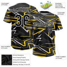Загрузить изображение в средство просмотра галереи, Custom Black Black-Gold 3D Pattern Two-Button Unisex Softball Jersey