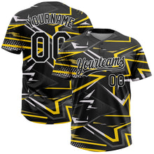 Загрузить изображение в средство просмотра галереи, Custom Black Black-Gold 3D Pattern Two-Button Unisex Softball Jersey