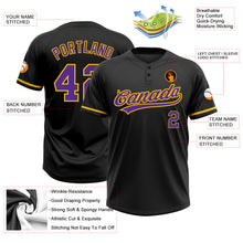 Загрузить изображение в средство просмотра галереи, Custom Black Purple-Yellow Two-Button Unisex Softball Jersey