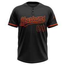 Загрузить изображение в средство просмотра галереи, Custom Black Black-Orange Two-Button Unisex Softball Jersey