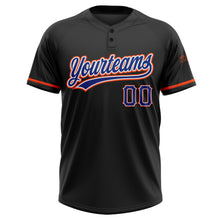Загрузить изображение в средство просмотра галереи, Custom Black Royal-Orange Two-Button Unisex Softball Jersey