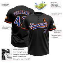 Загрузить изображение в средство просмотра галереи, Custom Black Royal-Orange Two-Button Unisex Softball Jersey