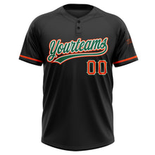 Загрузить изображение в средство просмотра галереи, Custom Black Orange-Kelly Green Two-Button Unisex Softball Jersey