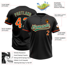 Загрузить изображение в средство просмотра галереи, Custom Black Orange-Kelly Green Two-Button Unisex Softball Jersey