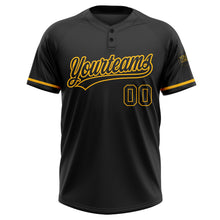 Загрузить изображение в средство просмотра галереи, Custom Black Black-Gold Two-Button Unisex Softball Jersey