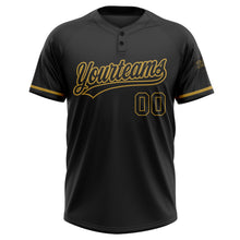 Загрузить изображение в средство просмотра галереи, Custom Black Black-Old Gold Two-Button Unisex Softball Jersey