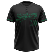 Загрузить изображение в средство просмотра галереи, Custom Black Black-Kelly Green Two-Button Unisex Softball Jersey