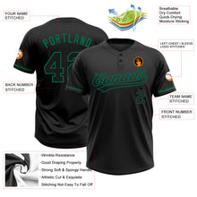 Загрузить изображение в средство просмотра галереи, Custom Black Black-Kelly Green Two-Button Unisex Softball Jersey