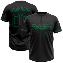Загрузить изображение в средство просмотра галереи, Custom Black Black-Kelly Green Two-Button Unisex Softball Jersey
